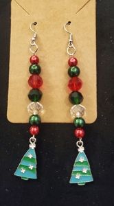 Christmas tree beaded earrings